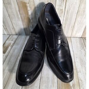 BRUNO MARC Mens Black Leather Square Toe Lace Up Dress Shoes Size 15